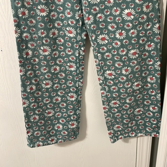 Cider Teal Green Floral Straight Leg Denim Jeans Size Small - Picture 3 of 6